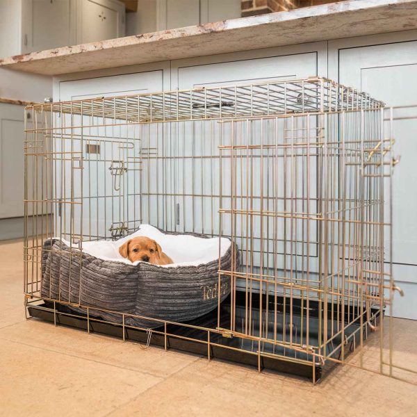 Cosy & Calming Puppy Crate Bed With Removable Covers in Dark Grey Essentials Plush by Lords & Labradors Online now