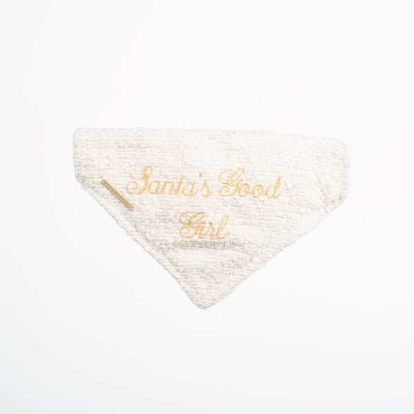 Santa s Good Girl  Bandana in Ivory Bouclé by Lords & Labradors Supply